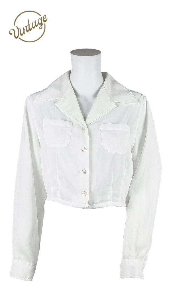 Camicia corta trasparente con taschini frontali