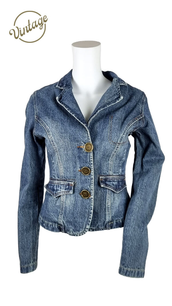 Giubbino denim vintage modello avvitato con colletto