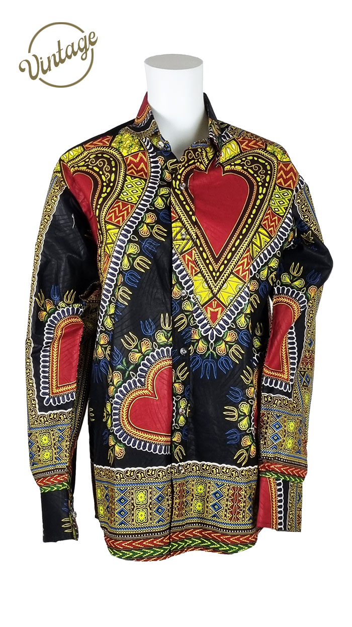Camicia in cotone multicolor con stampa etnica
