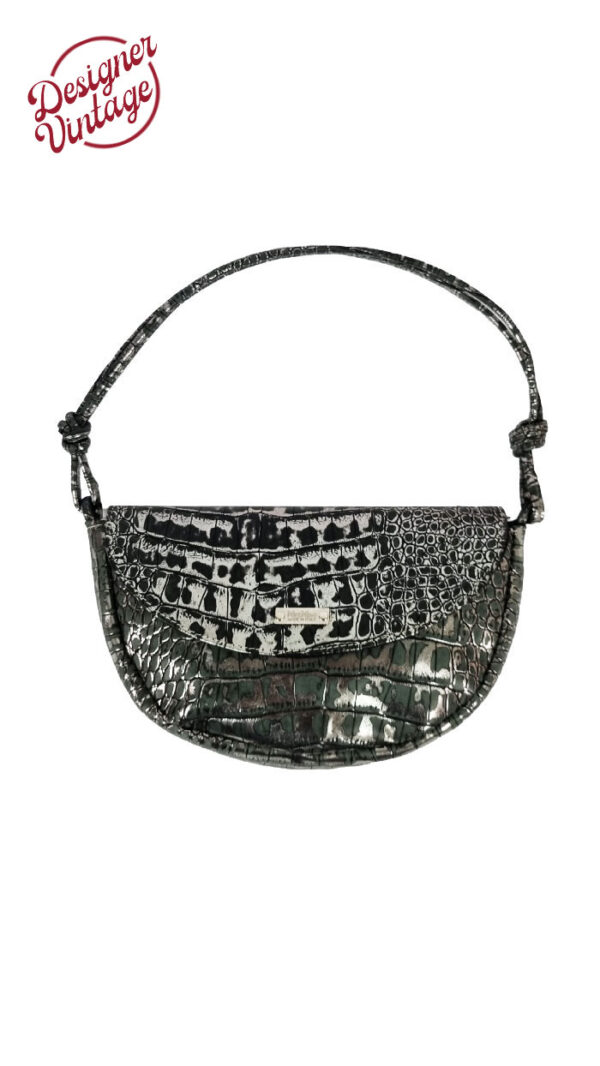 Borsa a mezzaluna Max Mara in pelle argentata vintage