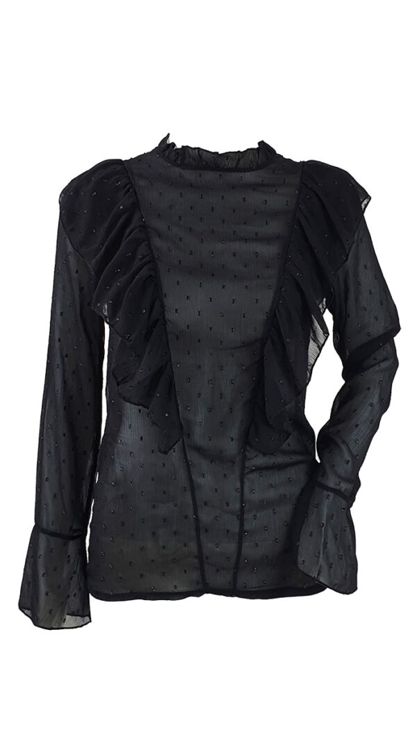 Camicia plumetis nera trasparente