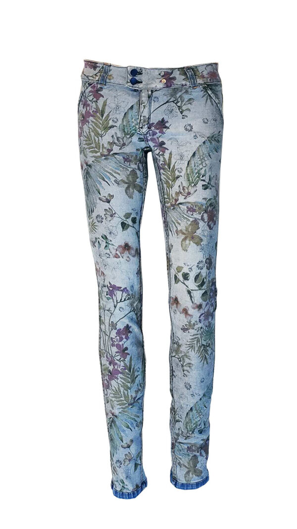 skinny jeans double face , con stampa floreale