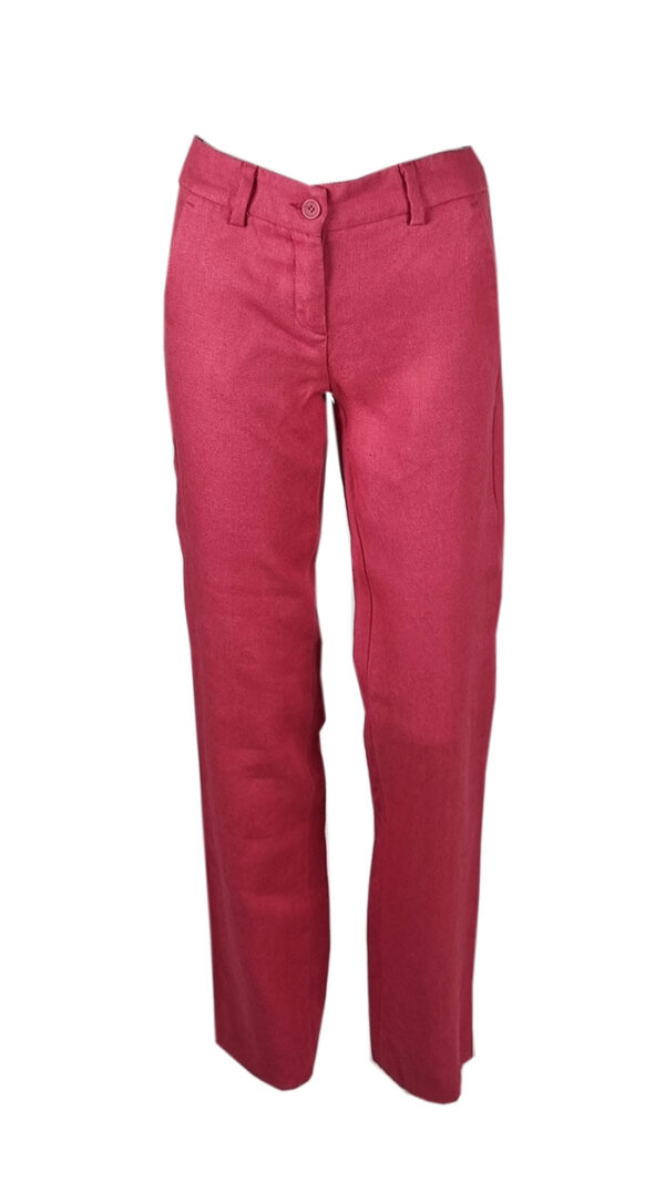 Pantaloni classici fucsia regular fit in lino