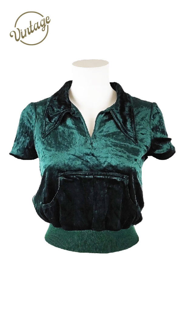 maglia velluto verde mezze maniche